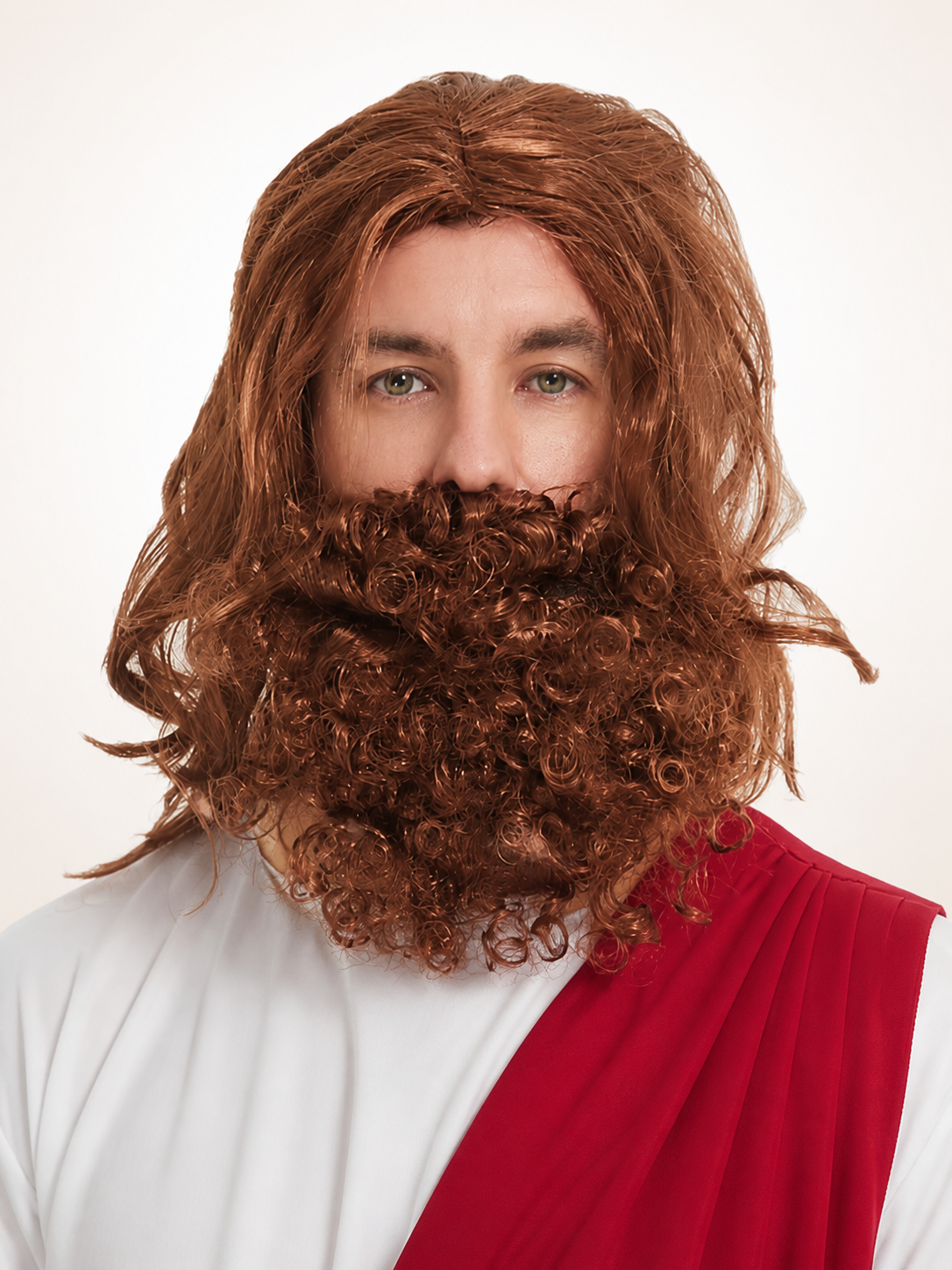 Brown Carnival Wig with Long Hair and Beard Costume Wigs detail 2