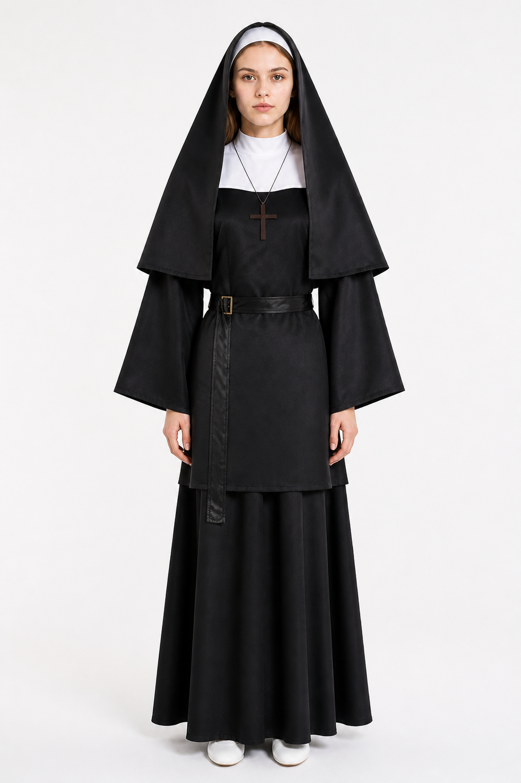 Black Costume with Cross and White Mask for Halloween Costume Masks detail 3