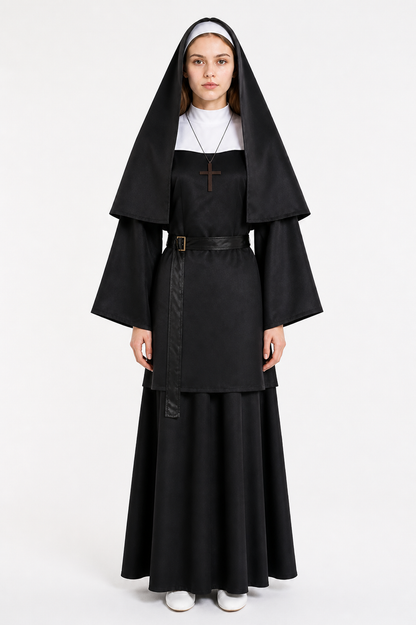 Black Costume with Cross and White Mask for Halloween Costume Masks detail 3
