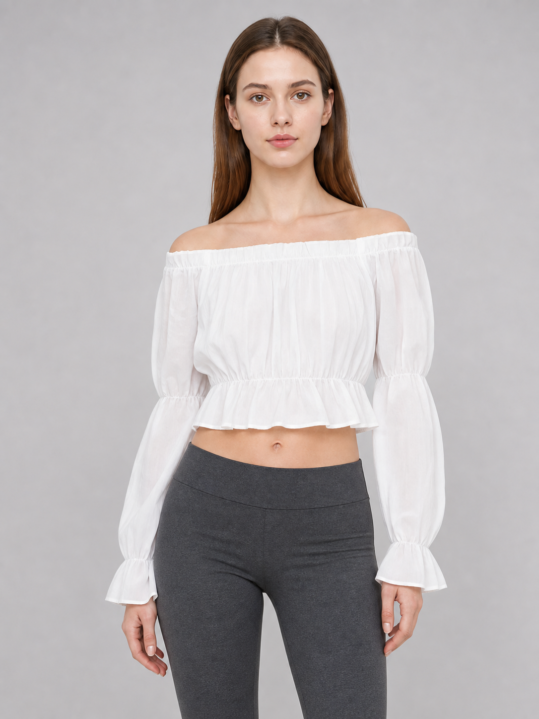 White Cropped Off-the-Shoulder Blouse