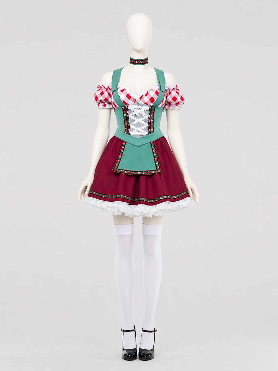 Ethnic maid costume with ruffles for Halloween S-XL Costumes detail 2