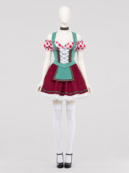 Ethnic maid costume with ruffles for Halloween S-XL Costumes detail 2