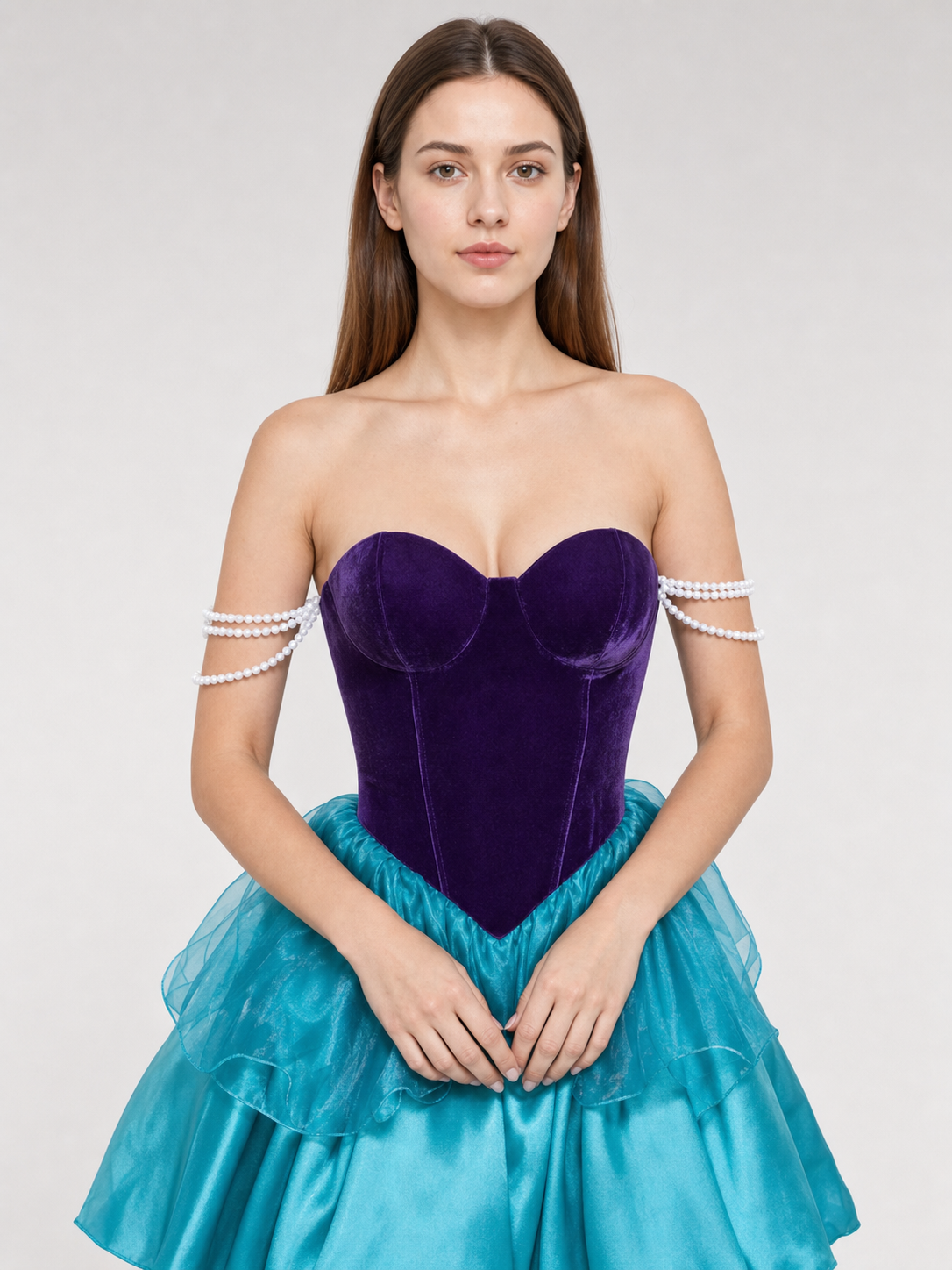Carnival dress with a sweetheart neckline and ruffles