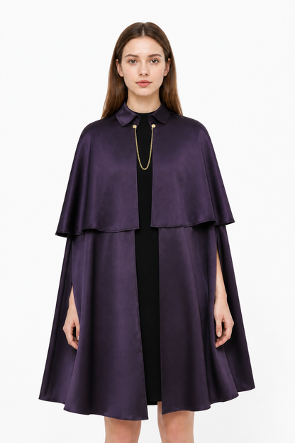 Cape Cloak with Stand Collar and Gold Chain Costume Capes detail 3