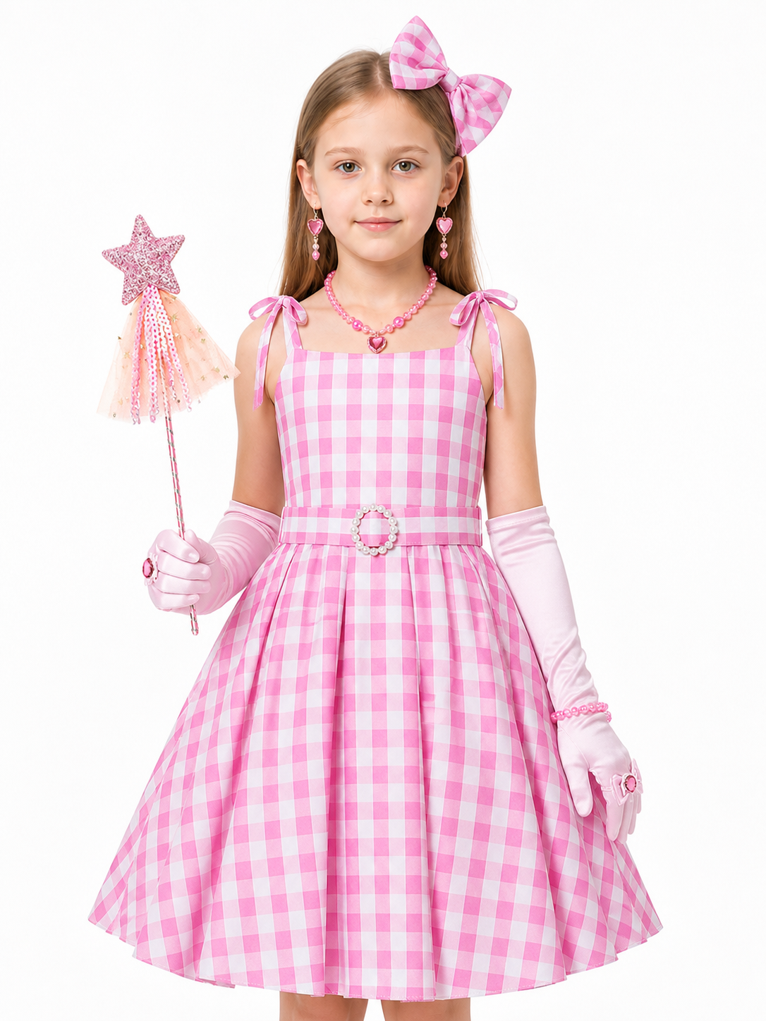 Pink Plaid Carnival Dress with Wand Costume Dresses detail 3