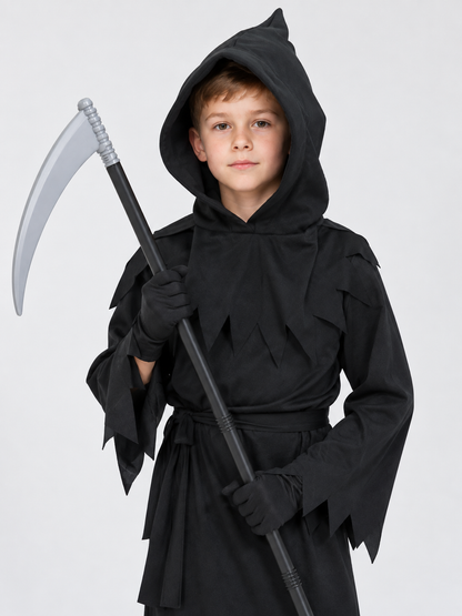 Grim Reaper Cosplay Costume with Hood and Scythe