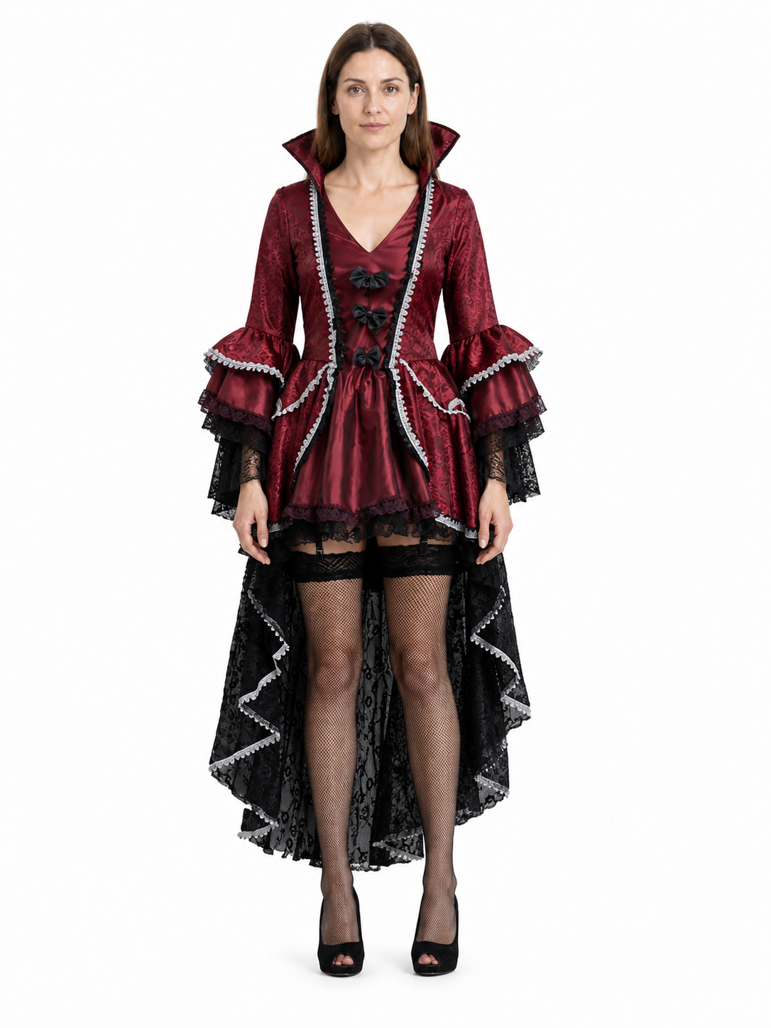 Vampire Costume with Voluminous Sleeves and an Asymmetrical Hem Costumes detail 3