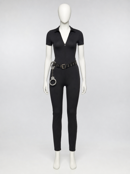 Black Police Jumpsuit for Cosplay