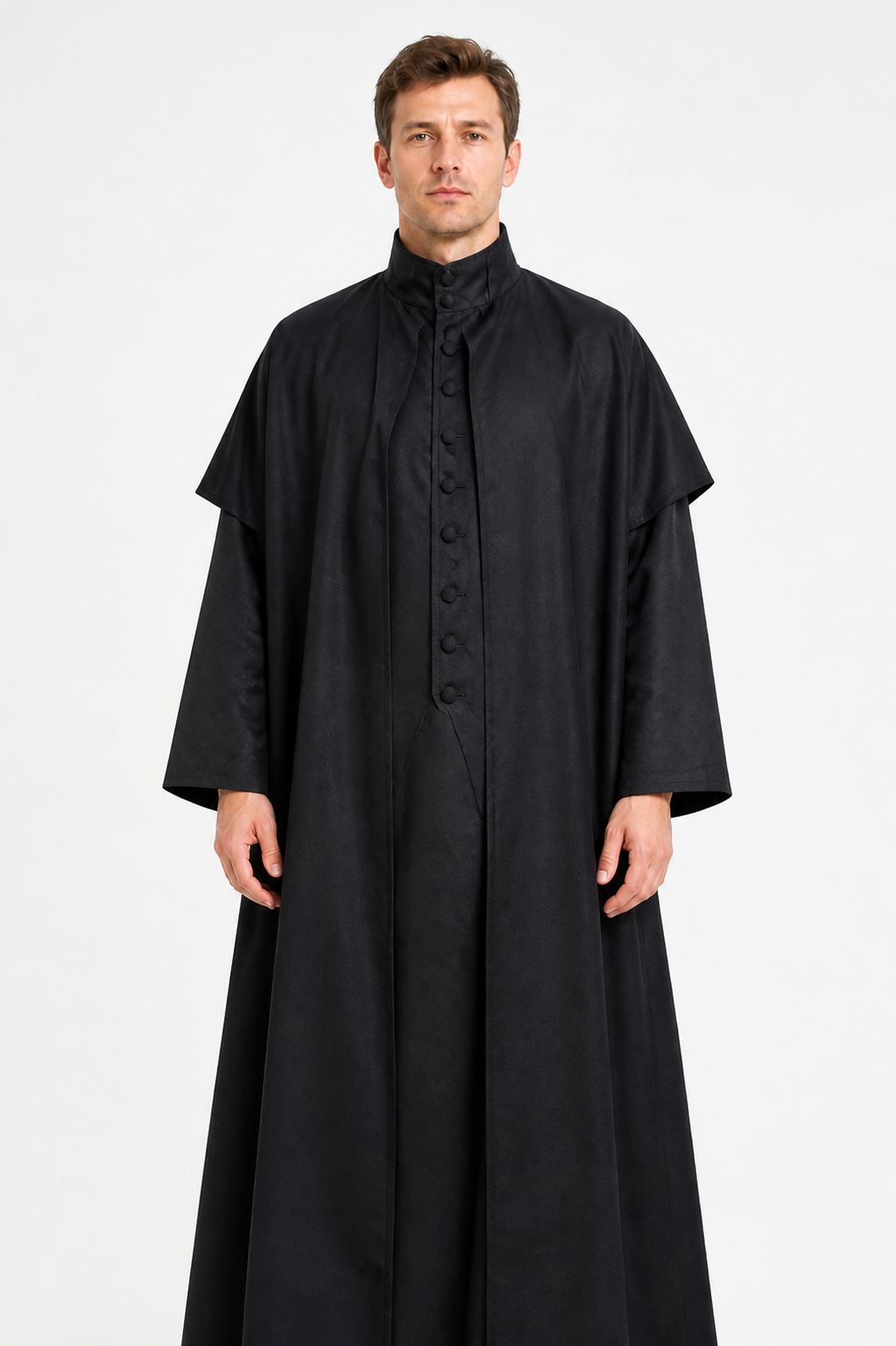 Black High-Collar Robe for Cosplay Costumes detail 3