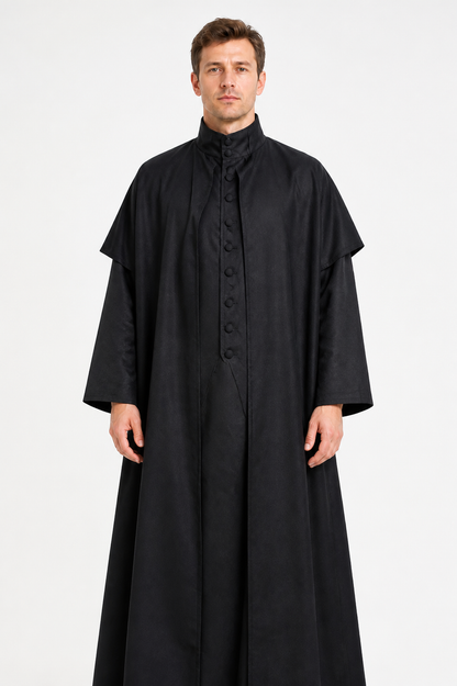 Black High-Collar Robe for Cosplay Costumes detail 3