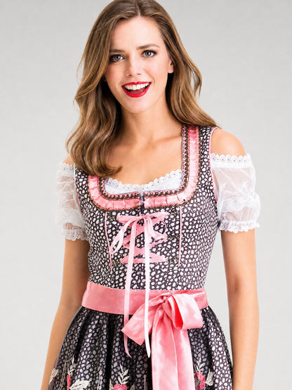 Bavarian-Style Dress with Bow and Lace