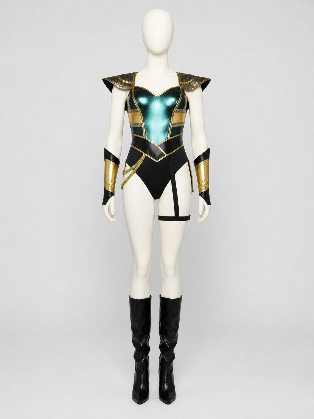Cleopatra Costume with Gold Accents, Black and Turquoise, M-XL Costumes detail 2