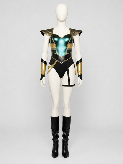 Cleopatra Costume with Gold Accents, Black and Turquoise, M-XL Costumes detail 2