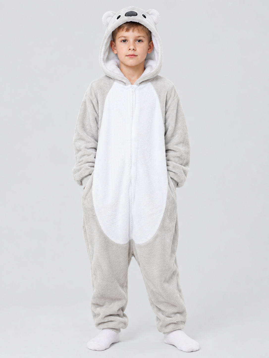 Flannel Hooded Pajama Jumpsuit with Ears