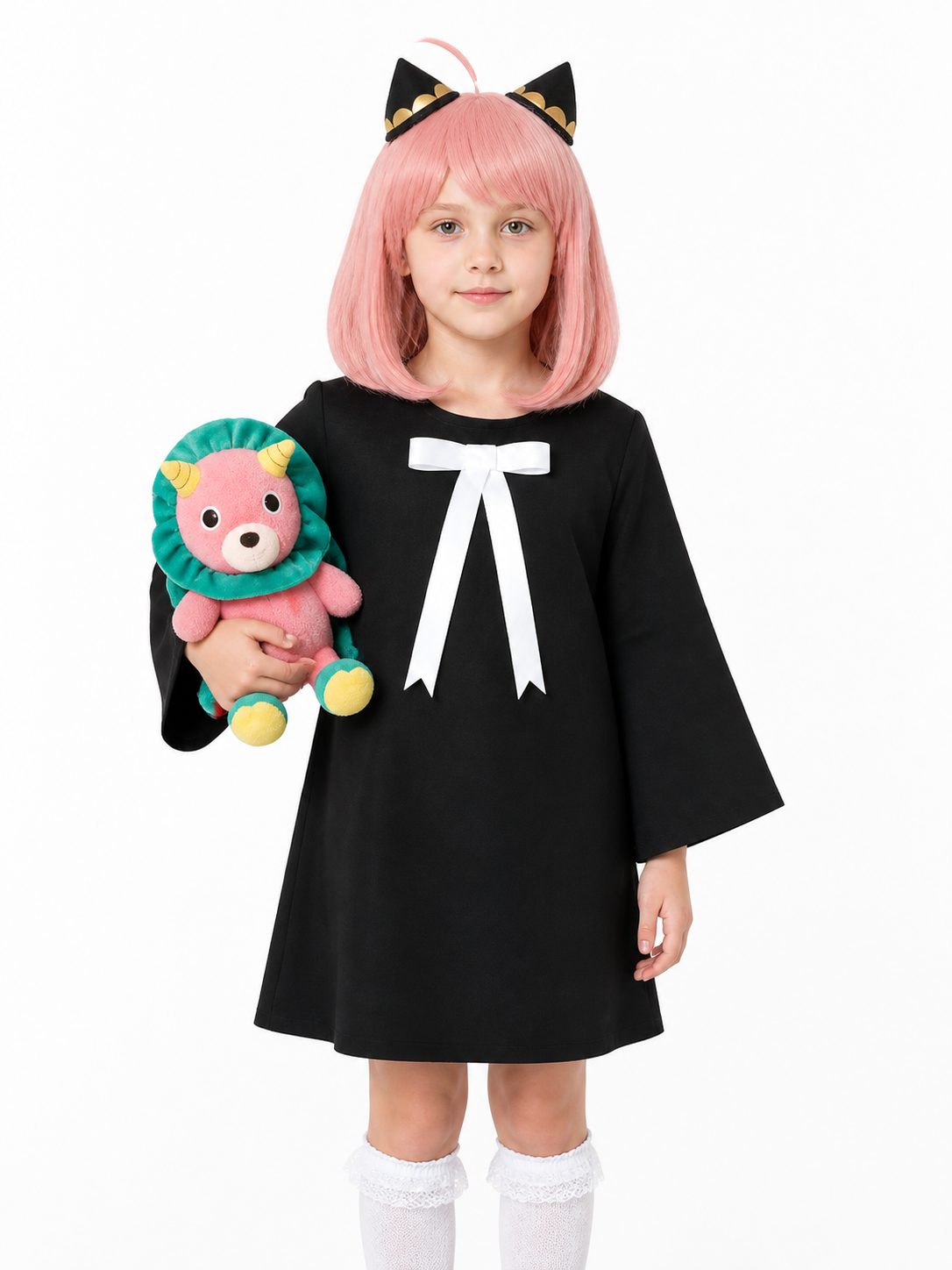 Anya Forger Cosplay Costume with Wig and Horns Costume Wigs detail 3