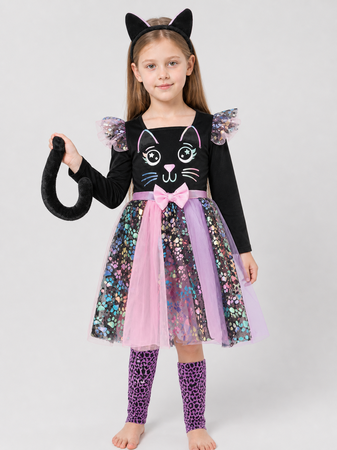 Children's Cat Carnival Dress with Ears and Tail Costume Dresses detail 3