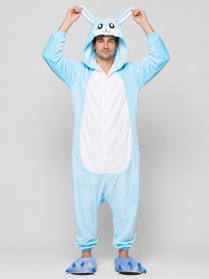 Flannel Pajama Jumpsuit with Bunny Hood