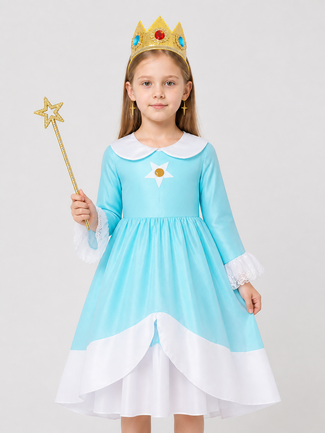 Princess Dress for Children with Crown and Star Wand Costume Dresses detail 3