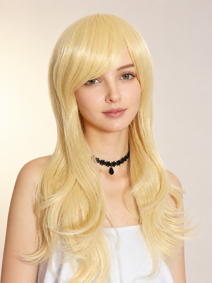 Long Blonde Wig with Bangs, Curly Costume Wig Costume Wigs detail 2