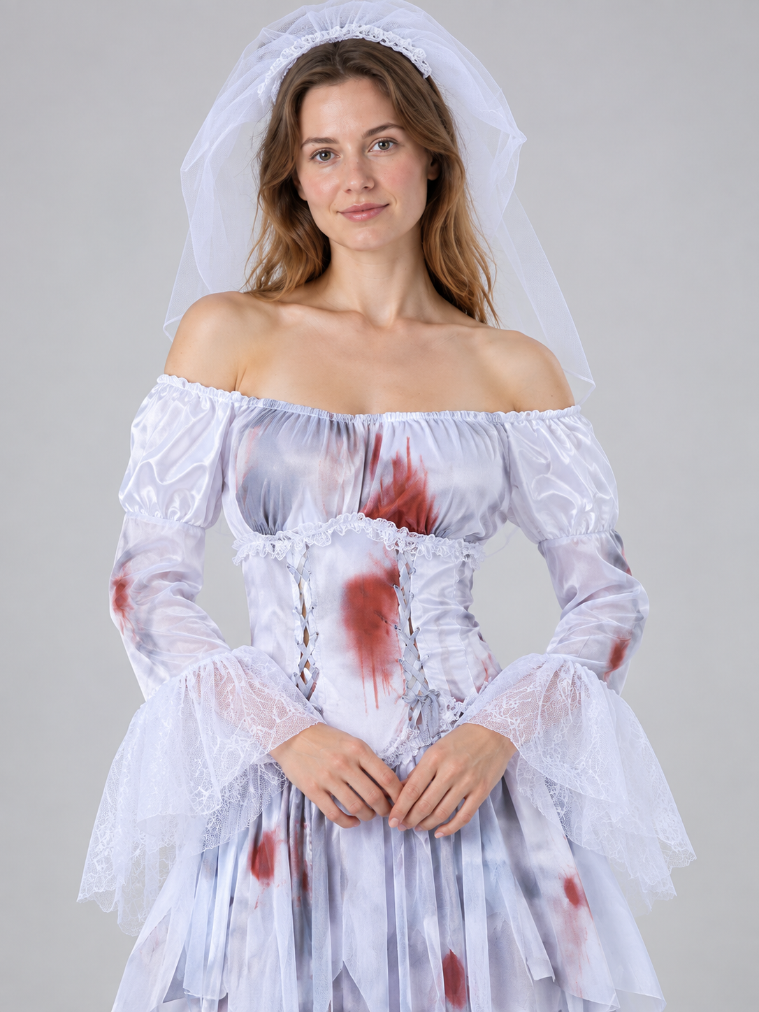 Ghost Bride Costume: White Dress with Veil