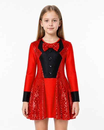 Red and Black Sequin Carnival Dress with Bow Costume Dresses detail 3