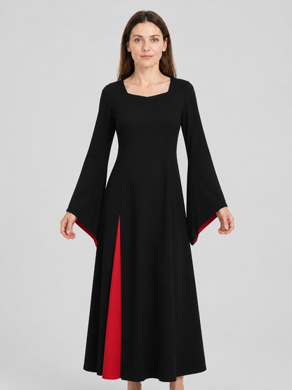 Morticia Cosplay Dress, Black and Red, Gothic Costume Dresses detail 3