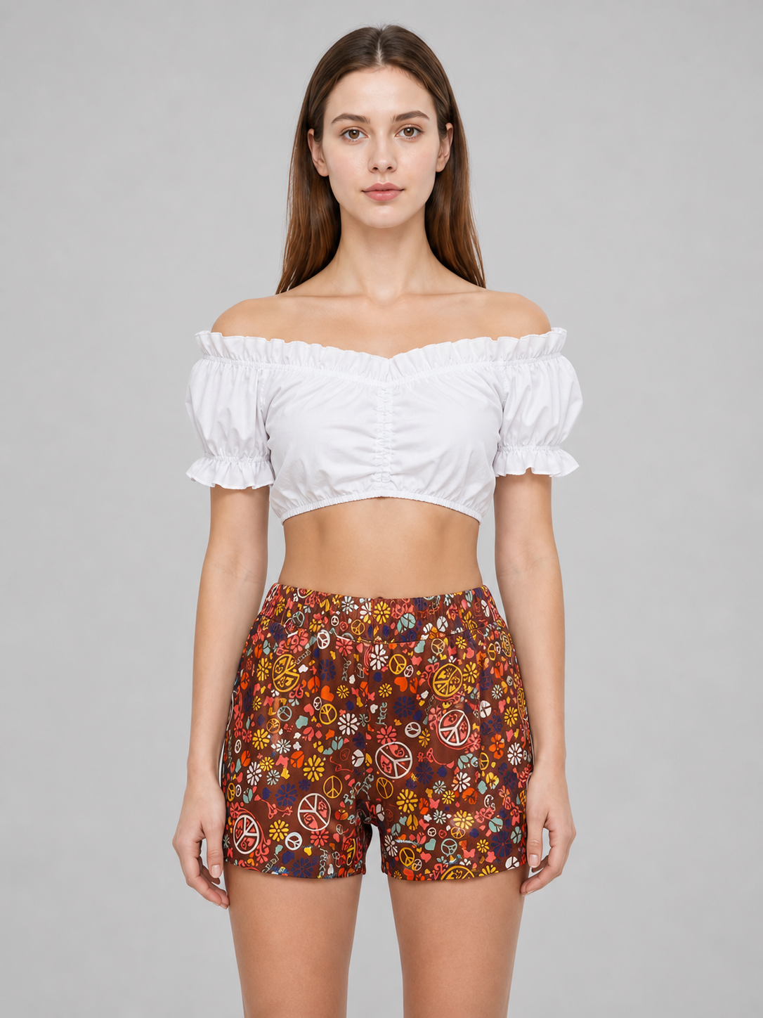 White Off-the-Shoulder Cropped Top
