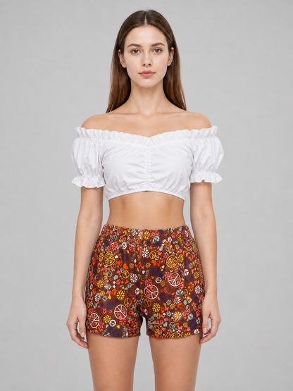 White Off-the-Shoulder Cropped Top