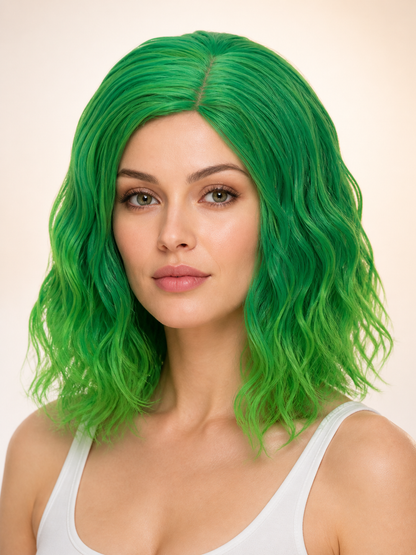 Green Mid-Length Carnival Wig for Cosplay Costume Wigs detail 2