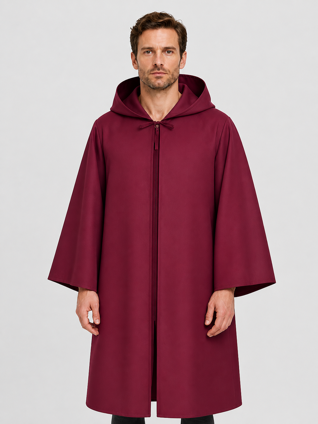 Burgundy Long Hooded Cape for Vampire Cosplay Costume Capes detail 3