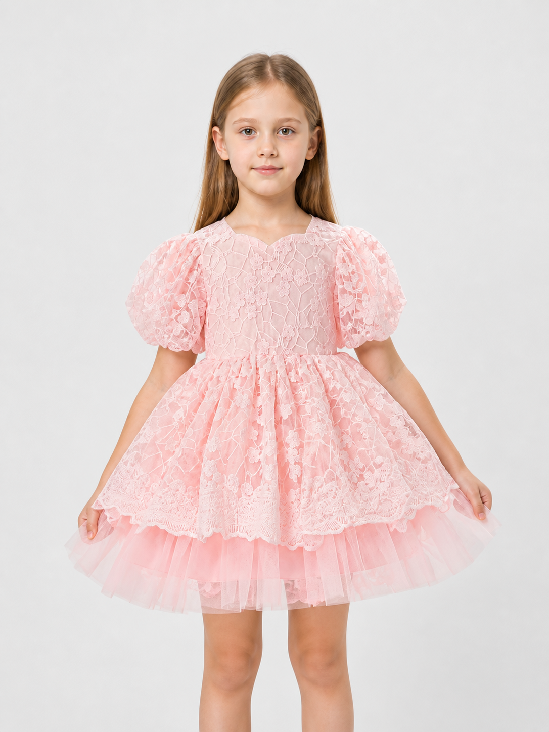 Pink Princess Dress with Lace and Full Skirt Costume Dresses detail 3