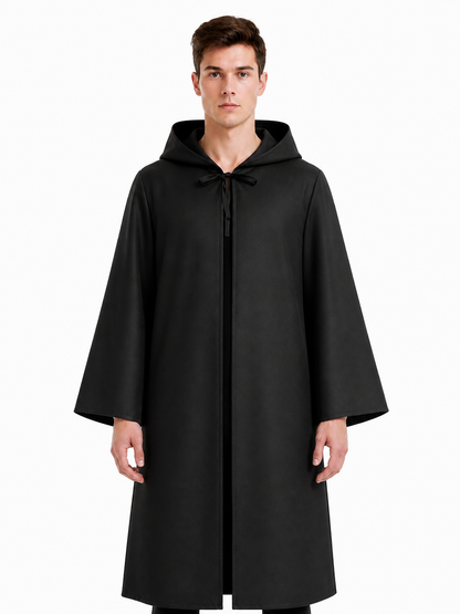 Long Black Hooded Cloak for Halloween Costume Capes detail 3