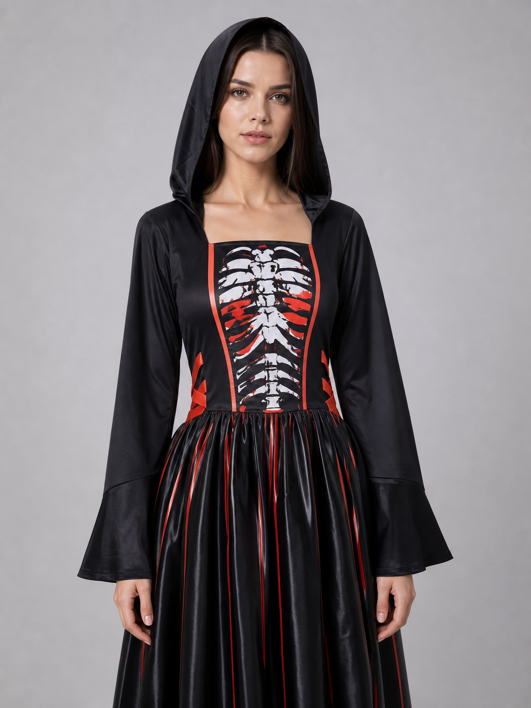 Hooded Cosplay Costume with Striped Skirt