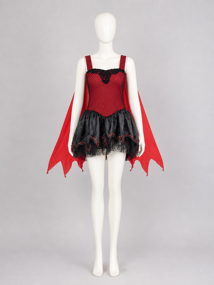 Vampire Dress with Red Cape and Lace