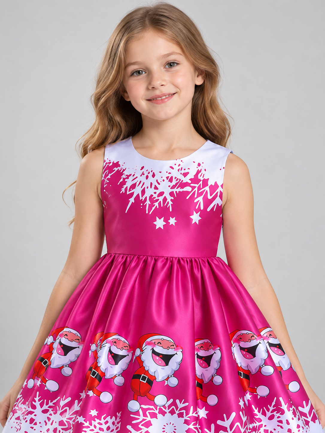 Children's Dress with Christmas Print and Full Skirt Costume Dresses detail 2