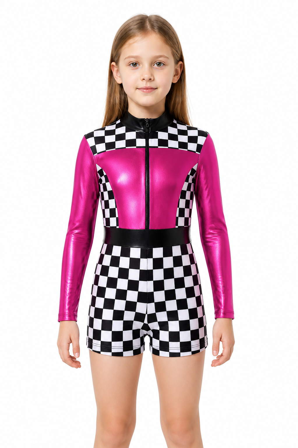 Children's Racing Jumpsuit with Checkered Print