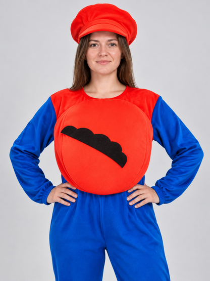 Super Mario Costume: Jumpsuit, Hat, Mustache