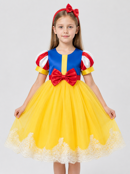 Puffy Snow White princess dress with headband