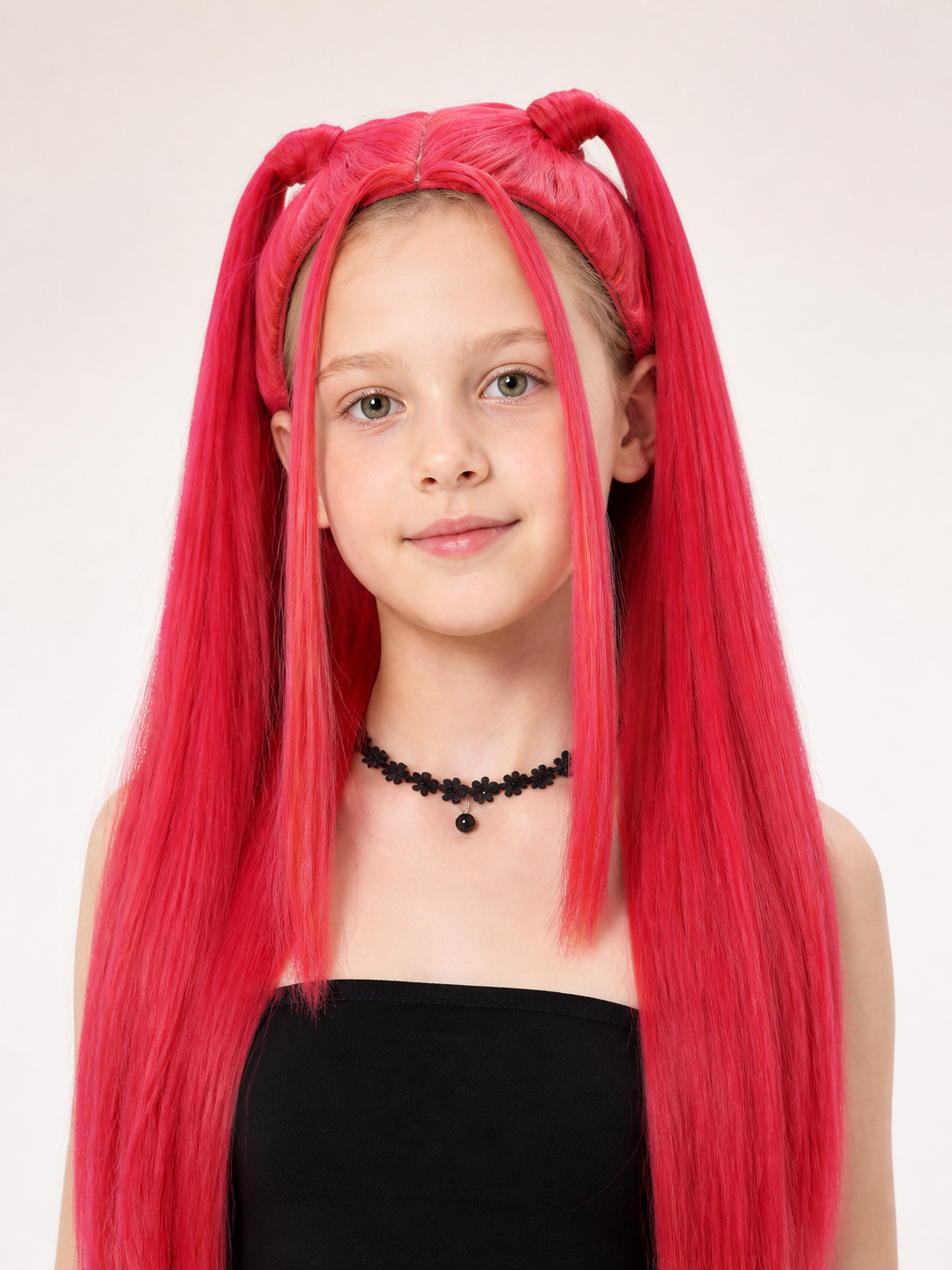 Pink-Red Carnival Wig for Halloween and Cosplay Costume Wigs detail 2
