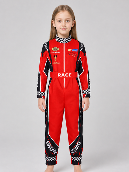 Children's Racing Jumpsuit with Belt, Checkered product detail 3