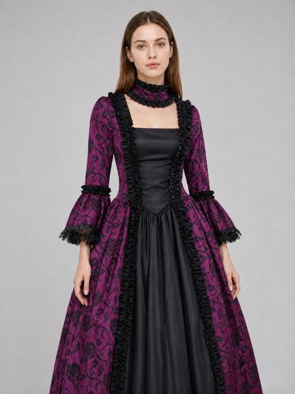 Gothic Victorian Dress with Flared Sleeves