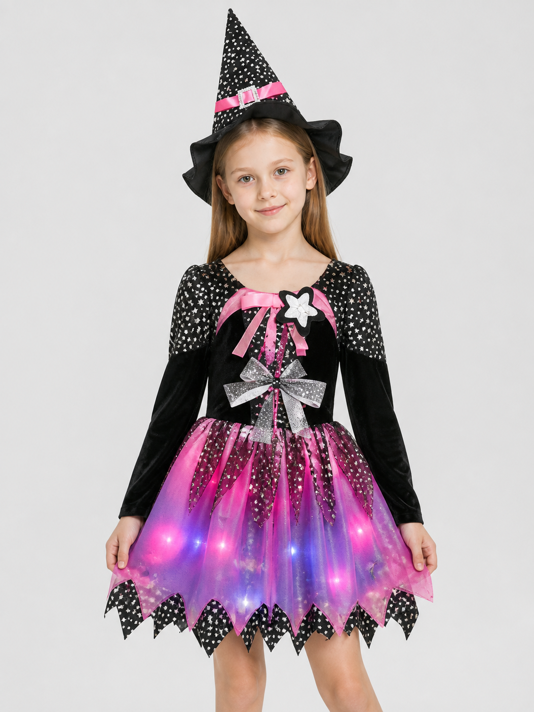 Witch Costume with Hat and Glowing Skirt Costume Headwear detail 3