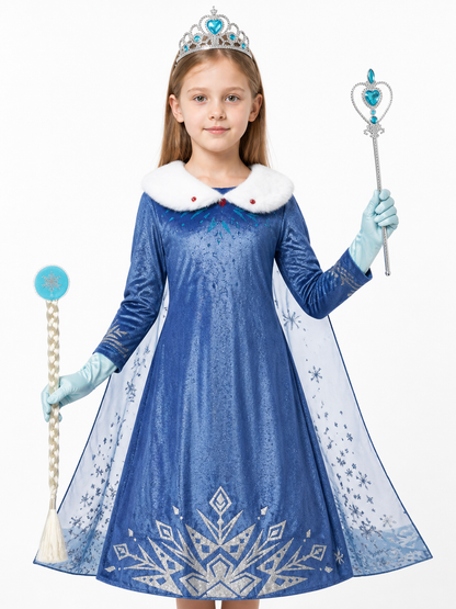 Children's Snow Queen costume with white fur and sequins Costumes detail 3