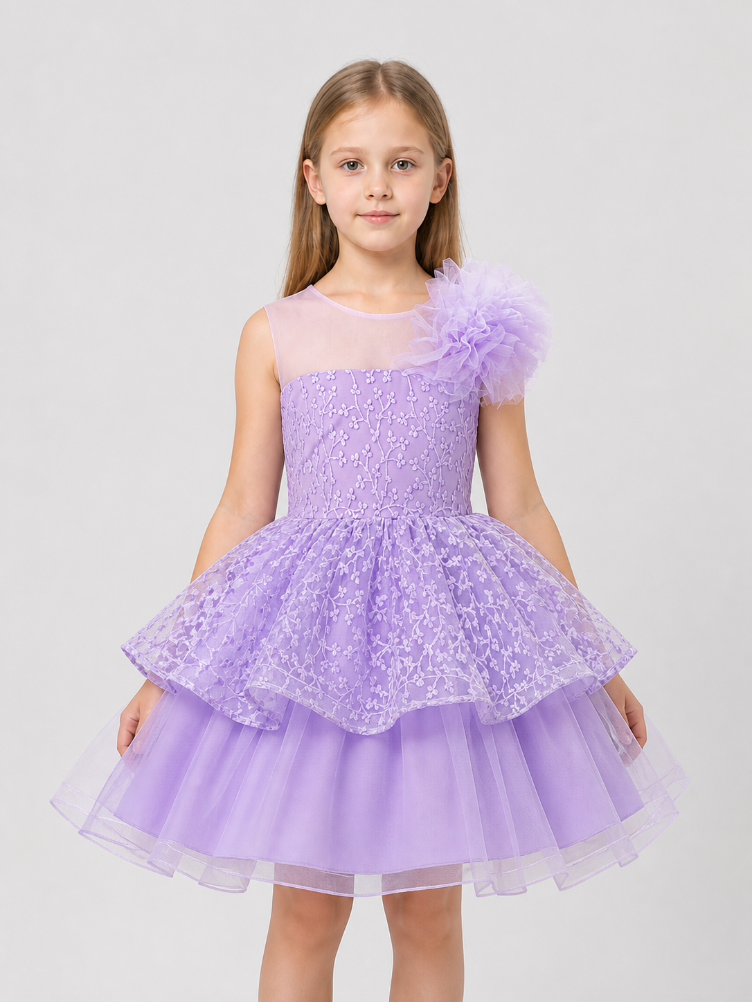 Full Dress with Floral Embroidery, Tulle, and Train Costume Dresses detail 3