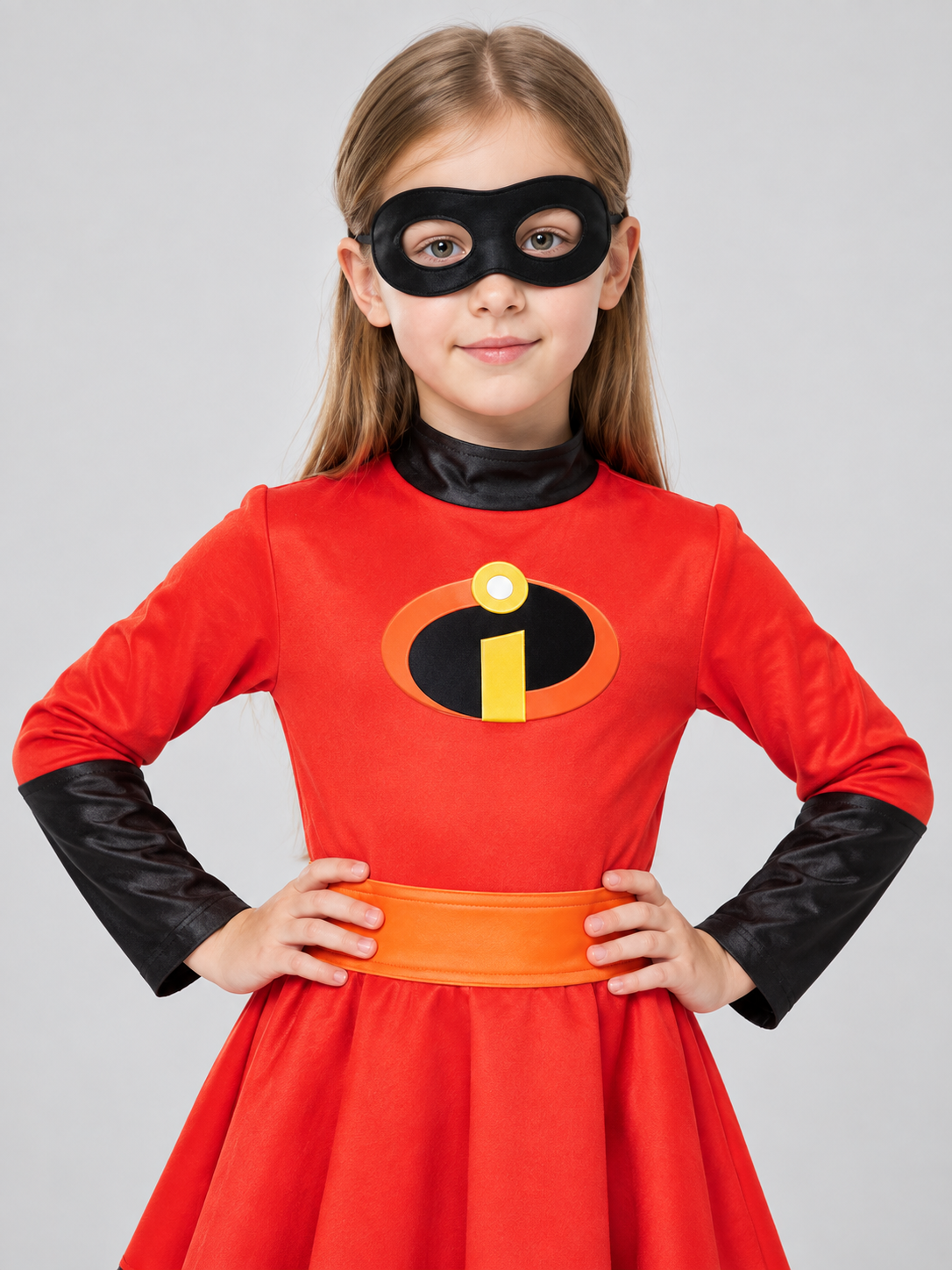 Girls' Superhero Costume Dress with Mask