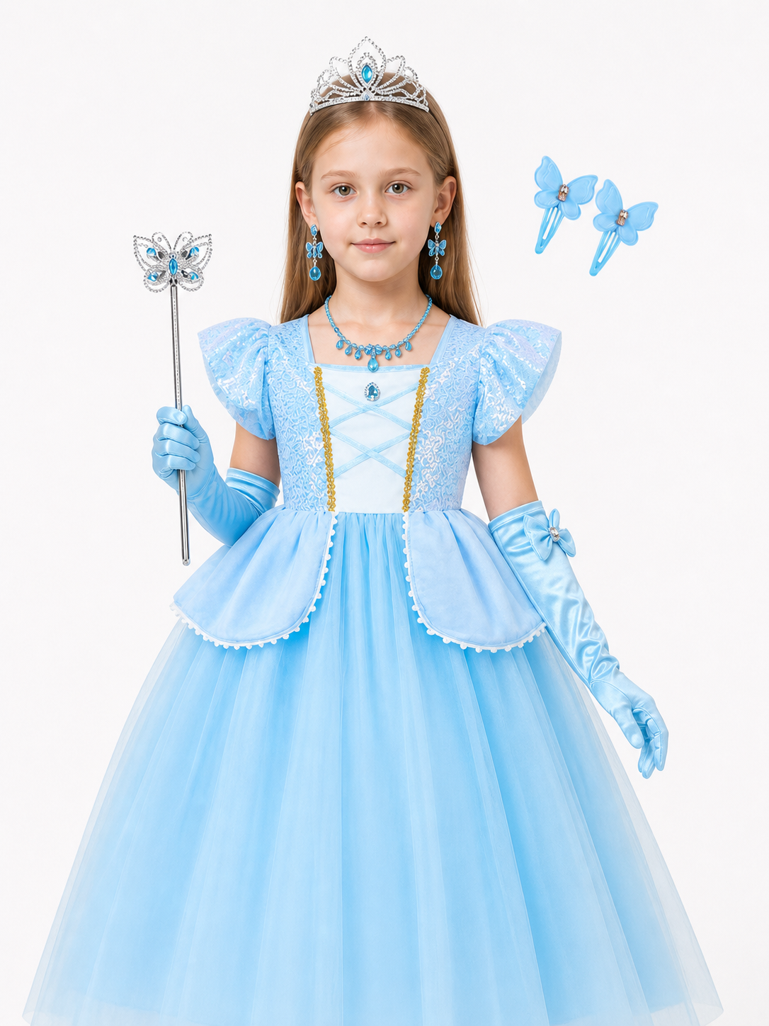 Cinderella Costume with Blue Dress and Accessories Costume Dresses detail 3