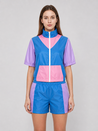 Sports Set with Shorts, Bright Color-Block Design