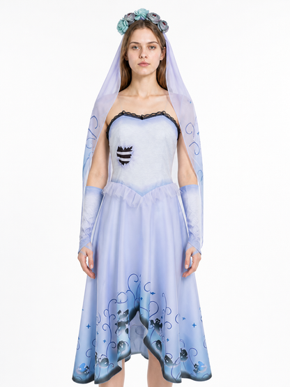 Zombie Cosplay Dress with Veil and Stars for Halloween Costume Dresses detail 3