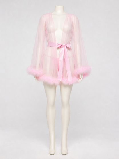 Pink Sheer Adult Cape with Trim Costume Capes detail 2