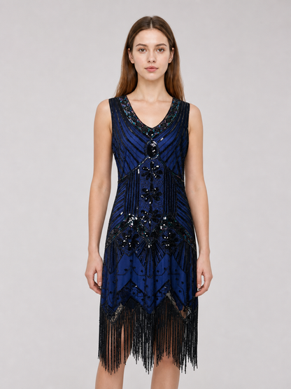 Art Deco Dress with Fringe and Sequins
